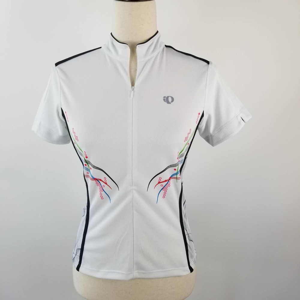 Pearl Izumi Select White Black Red Green  Activewear Cycling Top Pockets Small